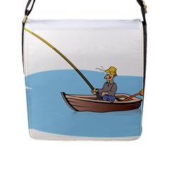 Fishing Fish Fisherman Boat Mare Flap Messenger Bag (l)  by Sapixe