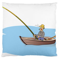 Fishing Fish Fisherman Boat Mare Standard Flano Cushion Case (two Sides) by Sapixe