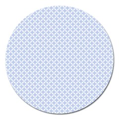 Alice Blue Quatrefoil In An English Country Garden Magnet 5  (round) by PodArtist