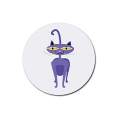 Cat Clipart Animal Cartoon Pet Rubber Round Coaster (4 Pack)  by Sapixe