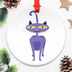 Cat Clipart Animal Cartoon Pet Round Ornament (two Sides) by Sapixe