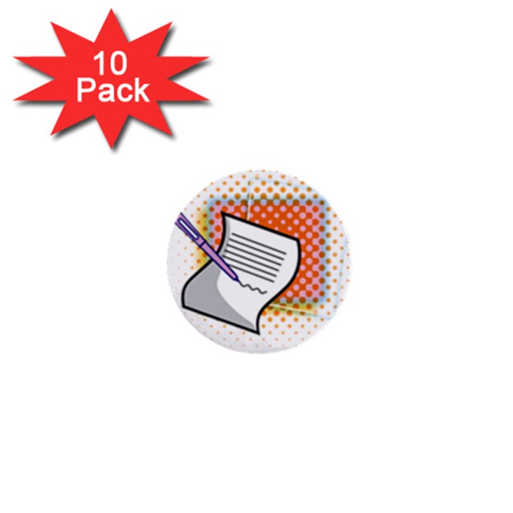 Letter Paper Note Design White 1  Mini Buttons (10 pack) 