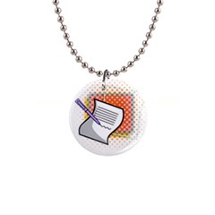 Letter Paper Note Design White Button Necklaces by Sapixe