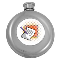 Letter Paper Note Design White Round Hip Flask (5 Oz) by Sapixe