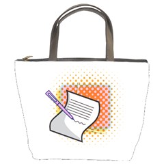 Letter Paper Note Design White Bucket Bags by Sapixe