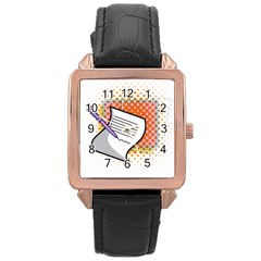 Letter Paper Note Design White Rose Gold Leather Watch  by Sapixe