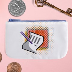 Letter Paper Note Design White Large Coin Purse by Sapixe