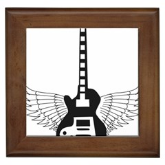 Guitar Abstract Wings Silhouette Framed Tiles by Sapixe