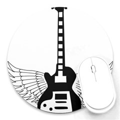 Guitar Abstract Wings Silhouette Round Mousepads by Sapixe