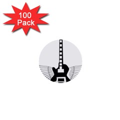 Guitar Abstract Wings Silhouette 1  Mini Buttons (100 Pack)  by Sapixe