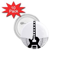 Guitar Abstract Wings Silhouette 1 75  Buttons (10 Pack) by Sapixe