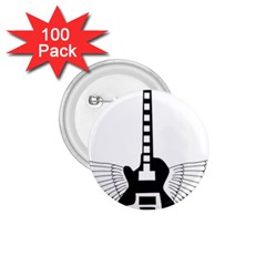 Guitar Abstract Wings Silhouette 1 75  Buttons (100 Pack)  by Sapixe