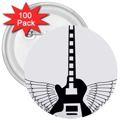 Guitar Abstract Wings Silhouette 3  Buttons (100 Pack)  by Sapixe