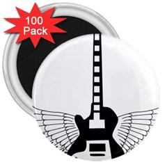 Guitar Abstract Wings Silhouette 3  Magnets (100 Pack) by Sapixe