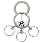 Guitar Abstract Wings Silhouette 3-Ring Key Chains Front