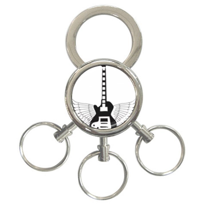 Guitar Abstract Wings Silhouette 3-Ring Key Chains