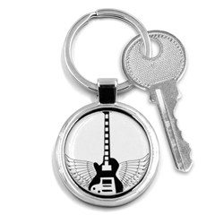 Guitar Abstract Wings Silhouette Key Chains (round)  by Sapixe