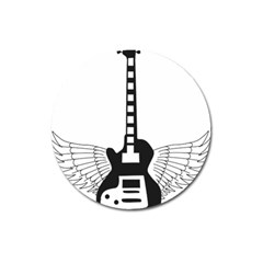 Guitar Abstract Wings Silhouette Magnet 3  (round) by Sapixe