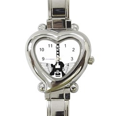 Guitar Abstract Wings Silhouette Heart Italian Charm Watch by Sapixe