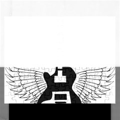 Guitar Abstract Wings Silhouette Rectangular Jigsaw Puzzl by Sapixe