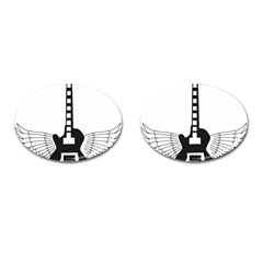 Guitar Abstract Wings Silhouette Cufflinks (oval) by Sapixe