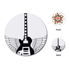 Guitar Abstract Wings Silhouette Playing Cards (round)  by Sapixe