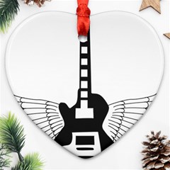 Guitar Abstract Wings Silhouette Heart Ornament (two Sides) by Sapixe