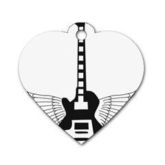 Guitar Abstract Wings Silhouette Dog Tag Heart (one Side) by Sapixe