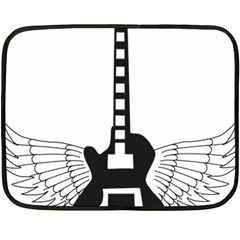 Guitar Abstract Wings Silhouette Double Sided Fleece Blanket (mini)  by Sapixe