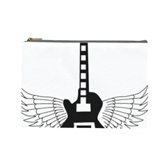 Guitar Abstract Wings Silhouette Cosmetic Bag (large)  by Sapixe