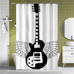 Guitar Abstract Wings Silhouette Shower Curtain 48  X 72  (small)  by Sapixe