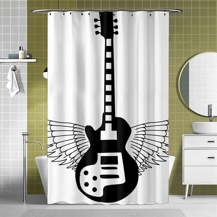 Guitar Abstract Wings Silhouette Shower Curtain 48  x 72  (Small) 