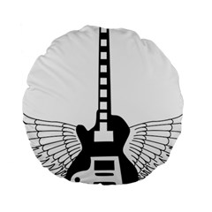 Guitar Abstract Wings Silhouette Standard 15  Premium Round Cushions by Sapixe