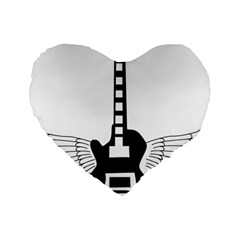 Guitar Abstract Wings Silhouette Standard 16  Premium Heart Shape Cushions by Sapixe