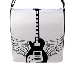 Guitar Abstract Wings Silhouette Flap Messenger Bag (l)  by Sapixe