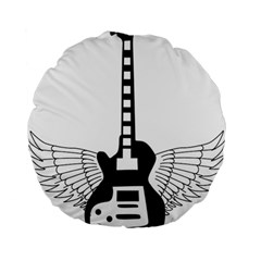 Guitar Abstract Wings Silhouette Standard 15  Premium Flano Round Cushions by Sapixe