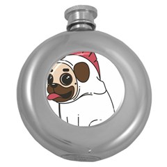 Pug Unicorn Dog Animal Puppy Round Hip Flask (5 Oz) by Sapixe