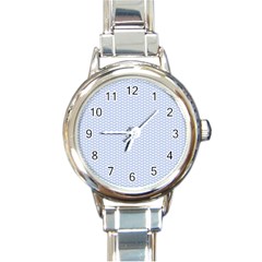 Alice Blue White Kisses In English Country Garden Round Italian Charm Watch by PodArtist