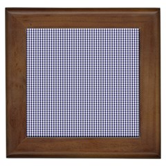 Usa Flag Blue And White Gingham Checked Framed Tiles by PodArtist