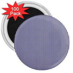 Usa Flag Blue And White Gingham Checked 3  Magnets (100 Pack) by PodArtist