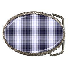 Usa Flag Blue And White Gingham Checked Belt Buckles by PodArtist