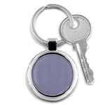 USA Flag Blue and White Gingham Checked Key Chains (Round)  Front