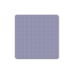 Usa Flag Blue And White Gingham Checked Square Magnet by PodArtist