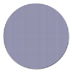 Usa Flag Blue And White Gingham Checked Magnet 5  (round) by PodArtist