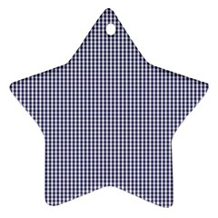 Usa Flag Blue And White Gingham Checked Star Ornament (two Sides) by PodArtist