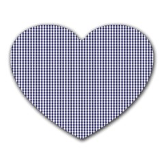 Usa Flag Blue And White Gingham Checked Heart Mousepads by PodArtist