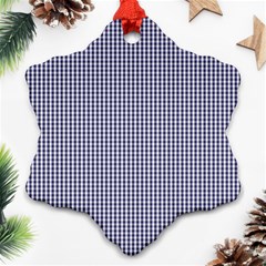 Usa Flag Blue And White Gingham Checked Ornament (snowflake) by PodArtist