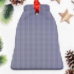 Usa Flag Blue And White Gingham Checked Bell Ornament (two Sides) by PodArtist