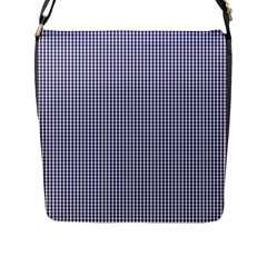 Usa Flag Blue And White Gingham Checked Flap Messenger Bag (l)  by PodArtist