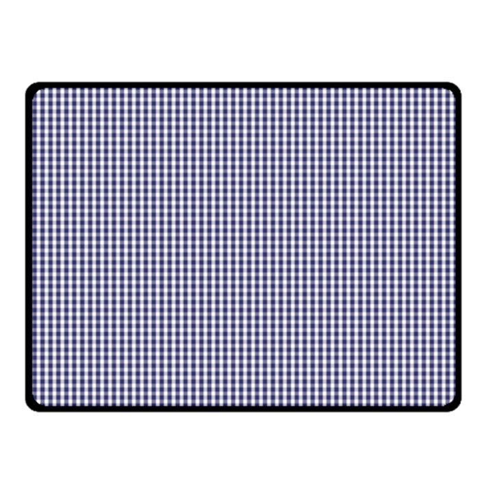 USA Flag Blue and White Gingham Checked Double Sided Fleece Blanket (Small) 